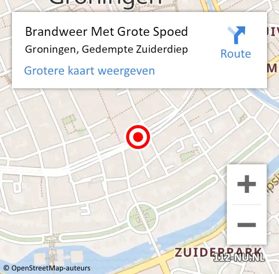 Locatie op kaart van de 112 melding: Brandweer Met Grote Spoed Naar Groningen, Gedempte Zuiderdiep op 1 januari 2019 00:05