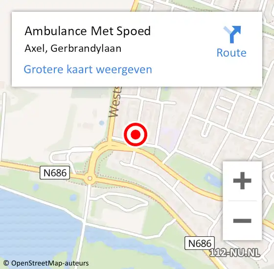 Locatie op kaart van de 112 melding: Ambulance Met Spoed Naar Axel, Gerbrandylaan op 1 januari 2019 00:07