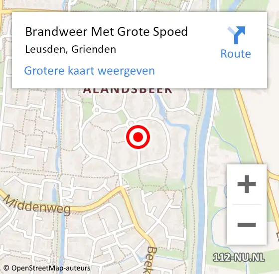 Locatie op kaart van de 112 melding: Brandweer Met Grote Spoed Naar Leusden, Grienden op 1 januari 2019 00:07