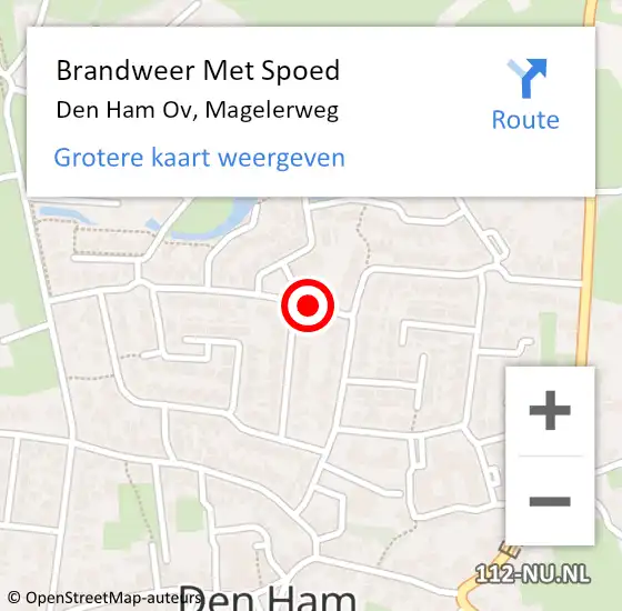 Locatie op kaart van de 112 melding: Brandweer Met Spoed Naar Den Ham Ov, Magelerweg op 1 januari 2019 00:07