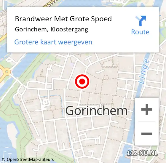 Locatie op kaart van de 112 melding: Brandweer Met Grote Spoed Naar Gorinchem, Kloostergang op 1 januari 2019 00:11