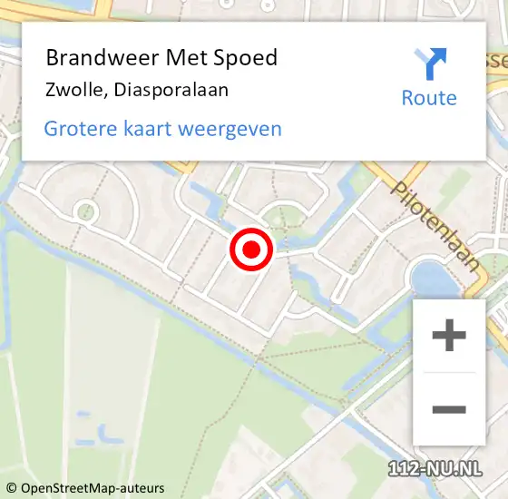 Locatie op kaart van de 112 melding: Brandweer Met Spoed Naar Zwolle, Diasporalaan op 1 januari 2019 00:32