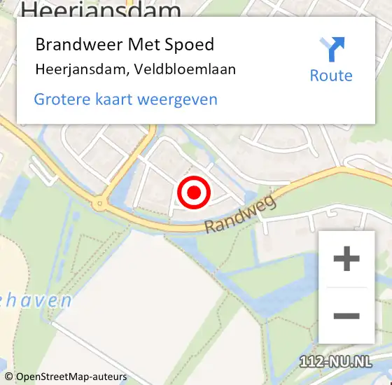 Locatie op kaart van de 112 melding: Brandweer Met Spoed Naar Heerjansdam, Veldbloemlaan op 1 januari 2019 00:43