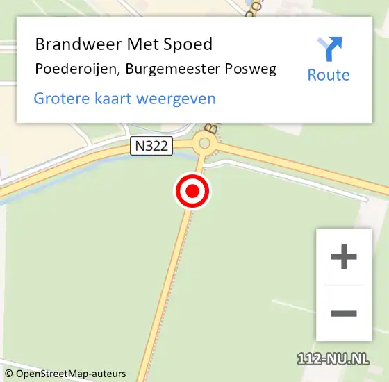 Locatie op kaart van de 112 melding: Brandweer Met Spoed Naar Poederoijen, Burgemeester Posweg op 1 januari 2019 00:55