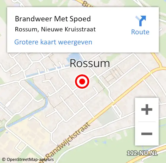 Locatie op kaart van de 112 melding: Brandweer Met Spoed Naar Rossum, Nieuwe Kruisstraat op 1 januari 2019 01:09
