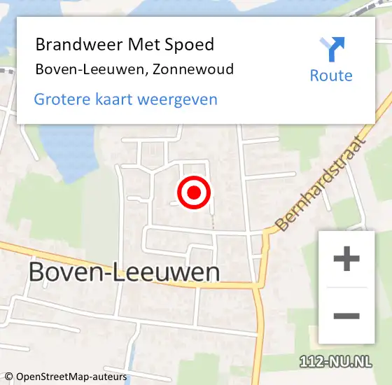 Locatie op kaart van de 112 melding: Brandweer Met Spoed Naar Boven-Leeuwen, Zonnewoud op 1 januari 2019 01:12