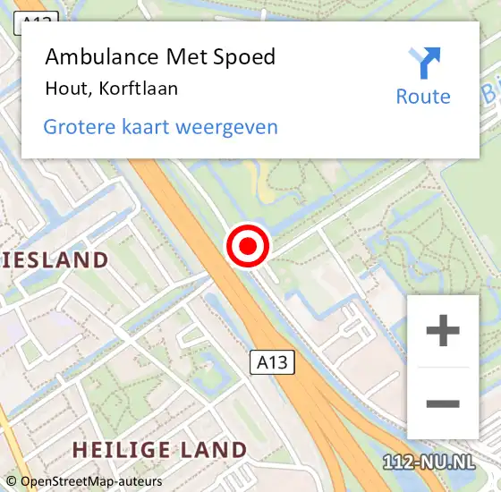 Locatie op kaart van de 112 melding: Ambulance Met Spoed Naar Hout, Korftlaan op 19 maart 2014 11:22