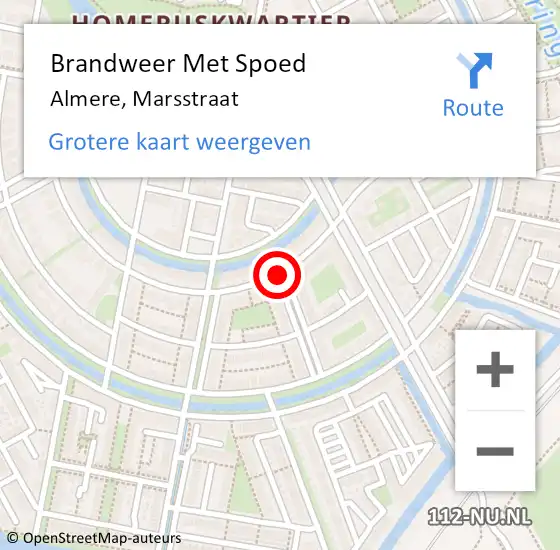 Locatie op kaart van de 112 melding: Brandweer Met Spoed Naar Almere, Marsstraat op 1 januari 2019 01:31
