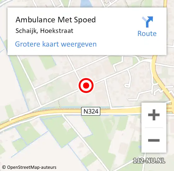 Locatie op kaart van de 112 melding: Ambulance Met Spoed Naar Schaijk, Hoekstraat op 1 januari 2019 01:34