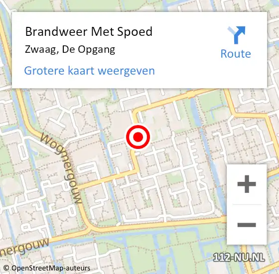 Locatie op kaart van de 112 melding: Brandweer Met Spoed Naar Zwaag, De Opgang op 1 januari 2019 01:50