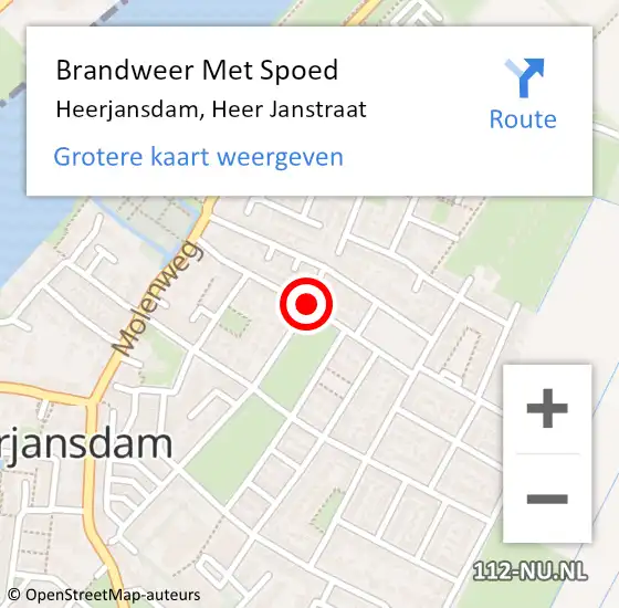 Locatie op kaart van de 112 melding: Brandweer Met Spoed Naar Heerjansdam, Heer Janstraat op 1 januari 2019 01:51