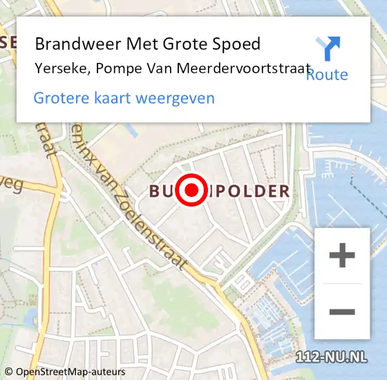 Locatie op kaart van de 112 melding: Brandweer Met Grote Spoed Naar Yerseke, Pompe Van Meerdervoortstraat op 1 januari 2019 02:10