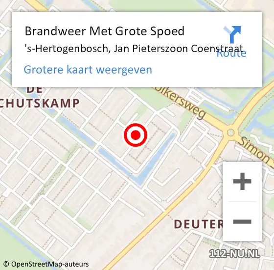 Locatie op kaart van de 112 melding: Brandweer Met Grote Spoed Naar 's-Hertogenbosch, Jan Pieterszoon Coenstraat op 1 januari 2019 02:19