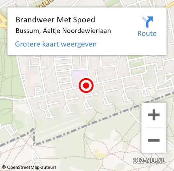 Locatie op kaart van de 112 melding: Brandweer Met Spoed Naar Bussum, Aaltje Noordewierlaan op 1 januari 2019 02:25