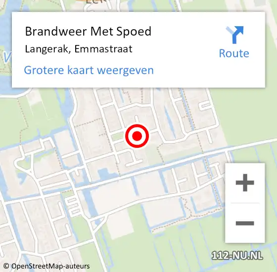 Locatie op kaart van de 112 melding: Brandweer Met Spoed Naar Langerak, Emmastraat op 1 januari 2019 02:29
