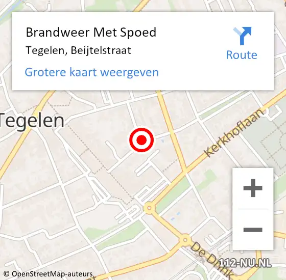 Locatie op kaart van de 112 melding: Brandweer Met Spoed Naar Tegelen, Beijtelstraat op 1 januari 2019 02:30