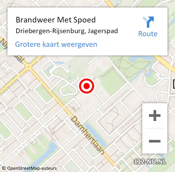 Locatie op kaart van de 112 melding: Brandweer Met Spoed Naar Driebergen-Rijsenburg, Jagerspad op 1 januari 2019 02:32