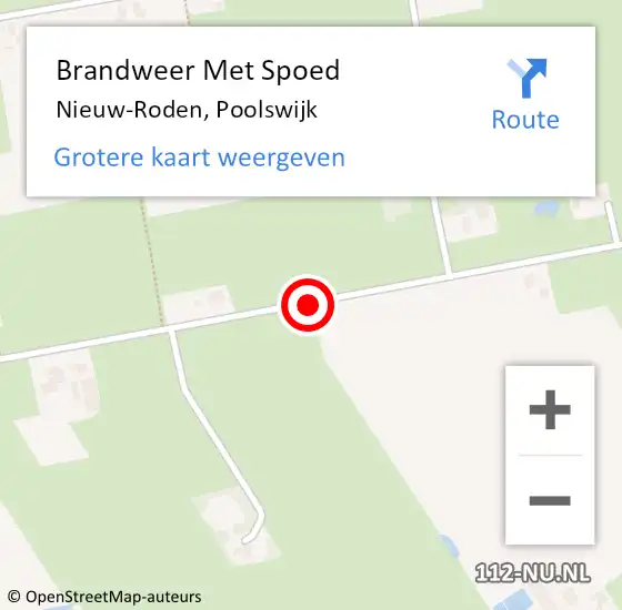 Locatie op kaart van de 112 melding: Brandweer Met Spoed Naar Nieuw-Roden, Poolswijk op 1 januari 2019 02:32