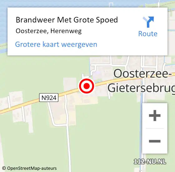 Locatie op kaart van de 112 melding: Brandweer Met Grote Spoed Naar Oosterzee, Herenweg op 1 januari 2019 02:35