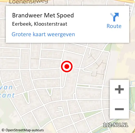 Locatie op kaart van de 112 melding: Brandweer Met Spoed Naar Eerbeek, Kloosterstraat op 1 januari 2019 02:44