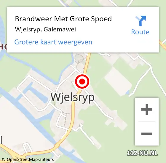 Locatie op kaart van de 112 melding: Brandweer Met Grote Spoed Naar Wjelsryp, Galemawei op 1 januari 2019 02:55