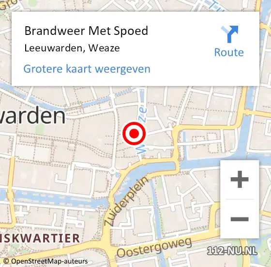 Locatie op kaart van de 112 melding: Brandweer Met Spoed Naar Leeuwarden, Weaze op 1 januari 2019 03:05