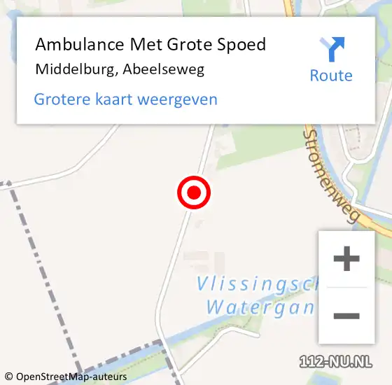 Locatie op kaart van de 112 melding: Ambulance Met Grote Spoed Naar Middelburg, Abeelseweg op 1 januari 2019 03:06