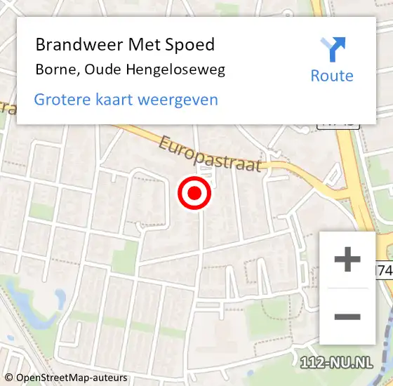 Locatie op kaart van de 112 melding: Brandweer Met Spoed Naar Borne, Oude Hengeloseweg op 1 januari 2019 03:21