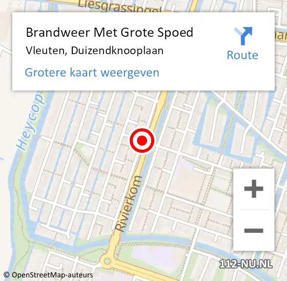 Locatie op kaart van de 112 melding: Brandweer Met Grote Spoed Naar Vleuten, Duizendknooplaan op 1 januari 2019 03:33