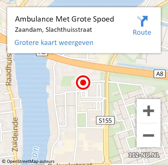 Locatie op kaart van de 112 melding: Ambulance Met Grote Spoed Naar Zaandam, Slachthuisstraat op 1 januari 2019 03:48