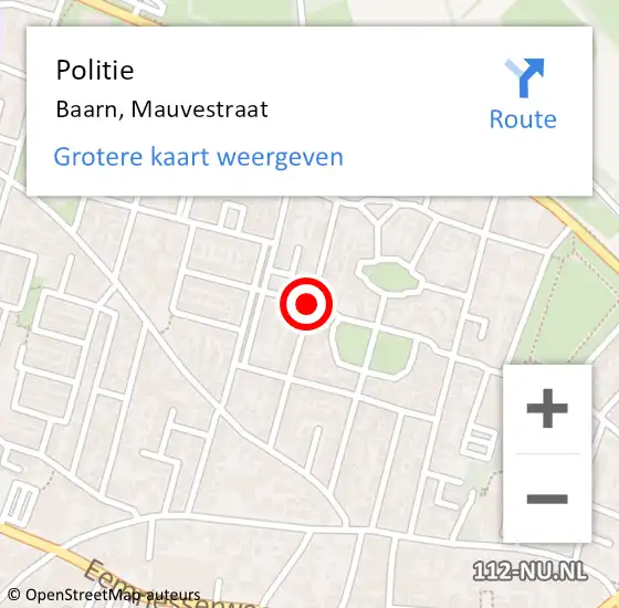 Locatie op kaart van de 112 melding: Politie Baarn, Mauvestraat op 1 januari 2019 03:49