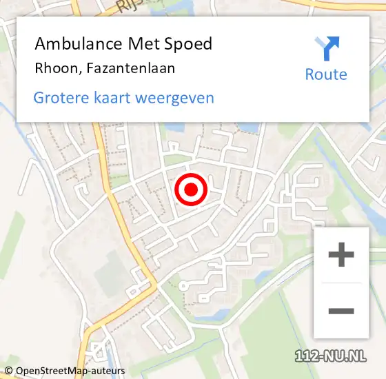 Locatie op kaart van de 112 melding: Ambulance Met Spoed Naar Rhoon, Fazantenlaan op 1 januari 2019 04:00