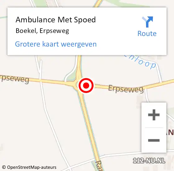 Locatie op kaart van de 112 melding: Ambulance Met Spoed Naar Boekel, Erpseweg op 1 januari 2019 04:06