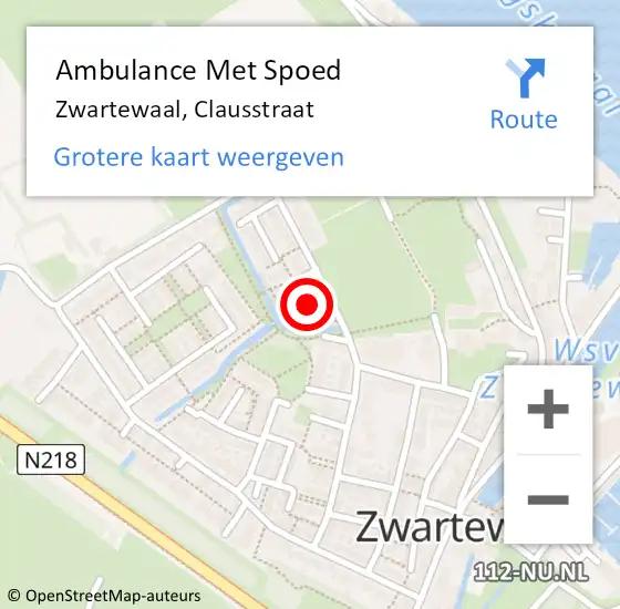 Locatie op kaart van de 112 melding: Ambulance Met Spoed Naar Zwartewaal, Clausstraat op 1 januari 2019 04:17