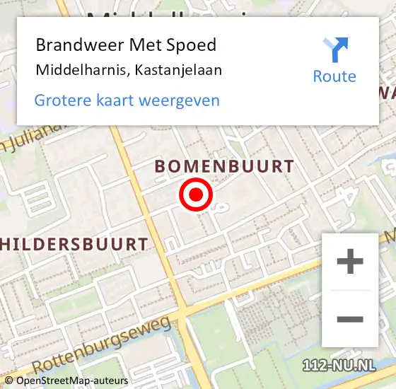 Locatie op kaart van de 112 melding: Brandweer Met Spoed Naar Middelharnis, Kastanjelaan op 1 januari 2019 04:21