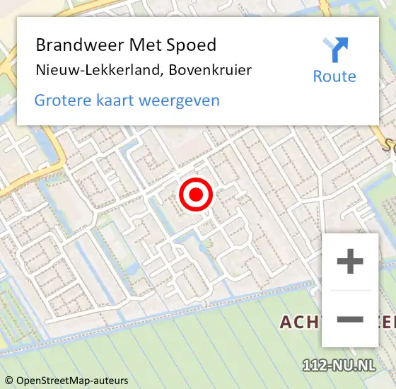 Locatie op kaart van de 112 melding: Brandweer Met Spoed Naar Nieuw-Lekkerland, Bovenkruier op 1 januari 2019 04:42