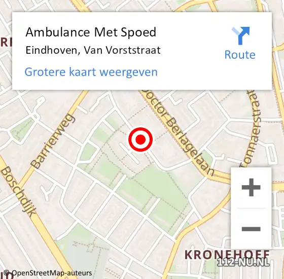 Locatie op kaart van de 112 melding: Ambulance Met Spoed Naar Eindhoven, Van Vorststraat op 1 januari 2019 04:49