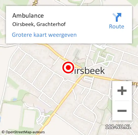 Locatie op kaart van de 112 melding: Ambulance Oirsbeek, Grachterhof op 19 maart 2014 11:55