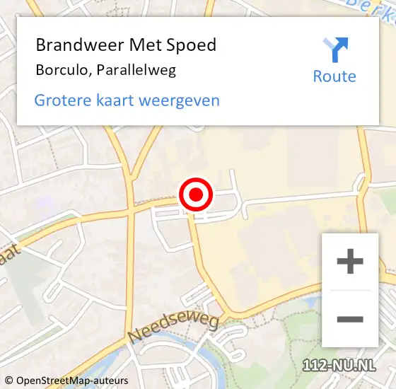 Locatie op kaart van de 112 melding: Brandweer Met Spoed Naar Borculo, Parallelweg op 1 januari 2019 06:03