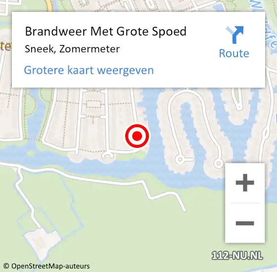 Locatie op kaart van de 112 melding: Brandweer Met Grote Spoed Naar Sneek, Zomermeter op 1 januari 2019 06:20