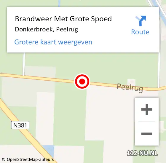 Locatie op kaart van de 112 melding: Brandweer Met Grote Spoed Naar Donkerbroek, Peelrug op 1 januari 2019 06:28