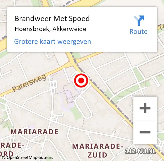 Locatie op kaart van de 112 melding: Brandweer Met Spoed Naar Hoensbroek, Akkerweide op 1 januari 2019 06:53