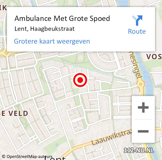 Locatie op kaart van de 112 melding: Ambulance Met Grote Spoed Naar Lent, Haagbeukstraat op 1 januari 2019 09:22