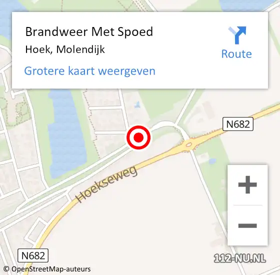 Locatie op kaart van de 112 melding: Brandweer Met Spoed Naar Hoek, Molendijk op 1 januari 2019 09:33