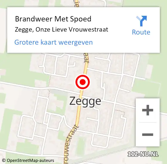 Locatie op kaart van de 112 melding: Brandweer Met Spoed Naar Zegge, Onze Lieve Vrouwestraat op 1 januari 2019 09:34