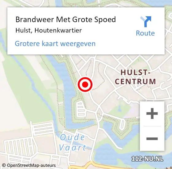 Locatie op kaart van de 112 melding: Brandweer Met Grote Spoed Naar Hulst, Houtenkwartier op 1 januari 2019 10:58