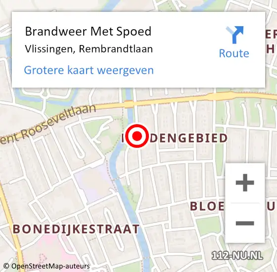 Locatie op kaart van de 112 melding: Brandweer Met Spoed Naar Vlissingen, Rembrandtlaan op 1 januari 2019 12:05