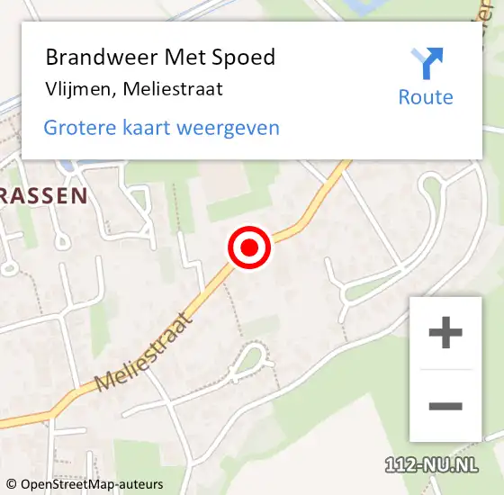 Locatie op kaart van de 112 melding: Brandweer Met Spoed Naar Vlijmen, Meliestraat op 1 januari 2019 12:50