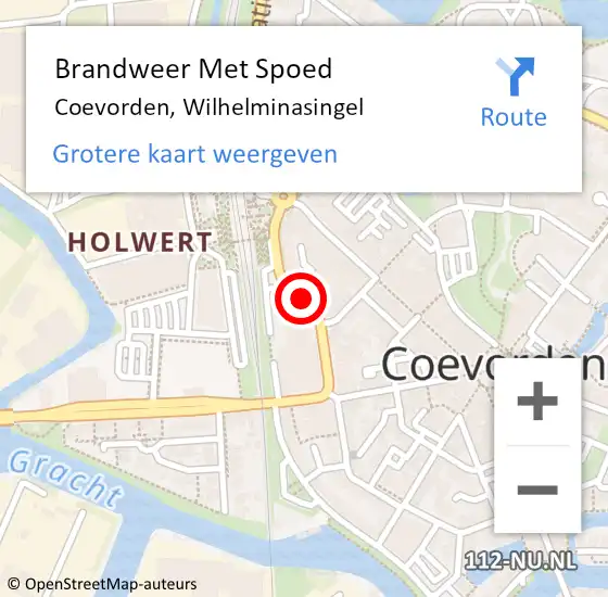 Locatie op kaart van de 112 melding: Brandweer Met Spoed Naar Coevorden, Wilhelminasingel op 1 januari 2019 13:14