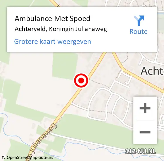 Locatie op kaart van de 112 melding: Ambulance Met Spoed Naar Achterveld, Koningin Julianaweg op 19 maart 2014 12:36